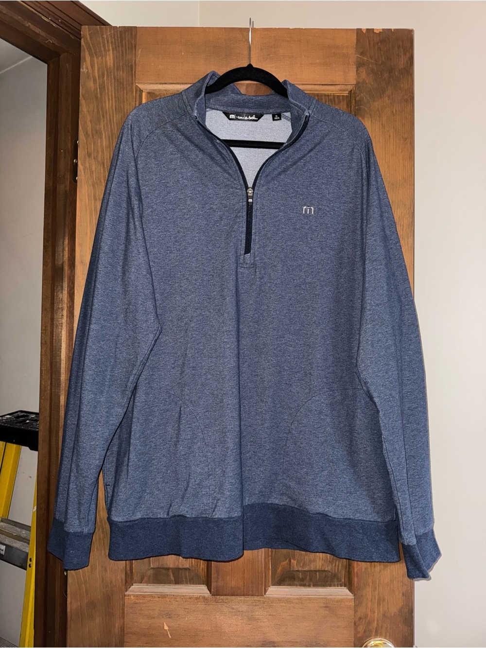 Travis Matthew Sweater Men Blue Zachary Half Zip Performance Stretch Light